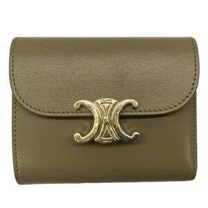 Celine Trion Flap Wallet Olive Green